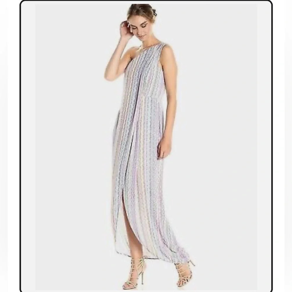 BCBG Dries Georgette Printed One-Shoulder Gown size 4